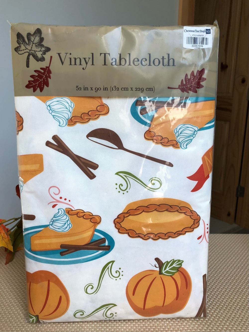 NEW Pumpkin Spice Fall Vinyl Tablecloth 52” x 90”